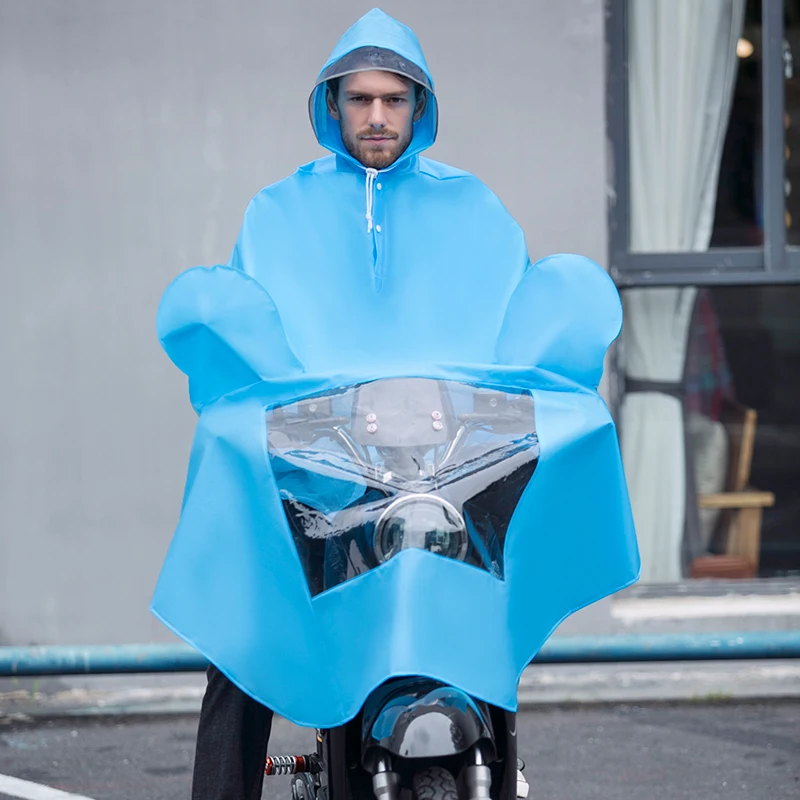 4442018 new design Cheap to carry Hood Big hat Reflective Strip waterproof Rain Capes Plastic Bicycle Motorcycle Rain Poncho