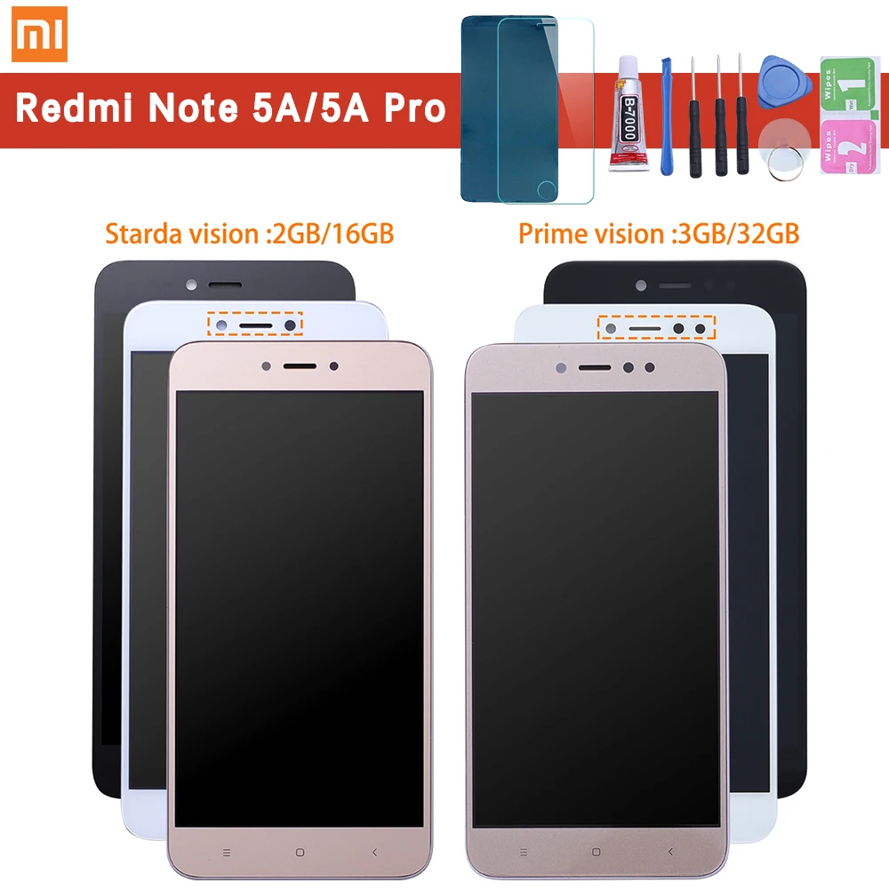 Goedkoop Xiaomi Redmi Note 5A Lcd Touch Screen Digitizer Vergadering + frame Vervanging Voor xiaomi NotE 5a prime pro y1 Y1 lite