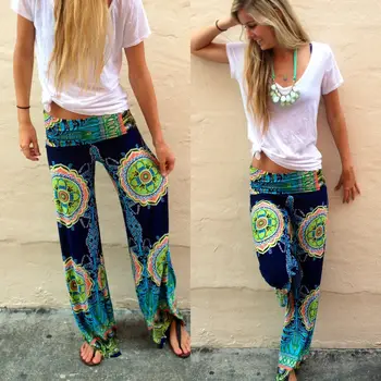 

Women Sexy Fashion Loose Stretch High Waist Wide Leg Long Pants Palazzo Trousers