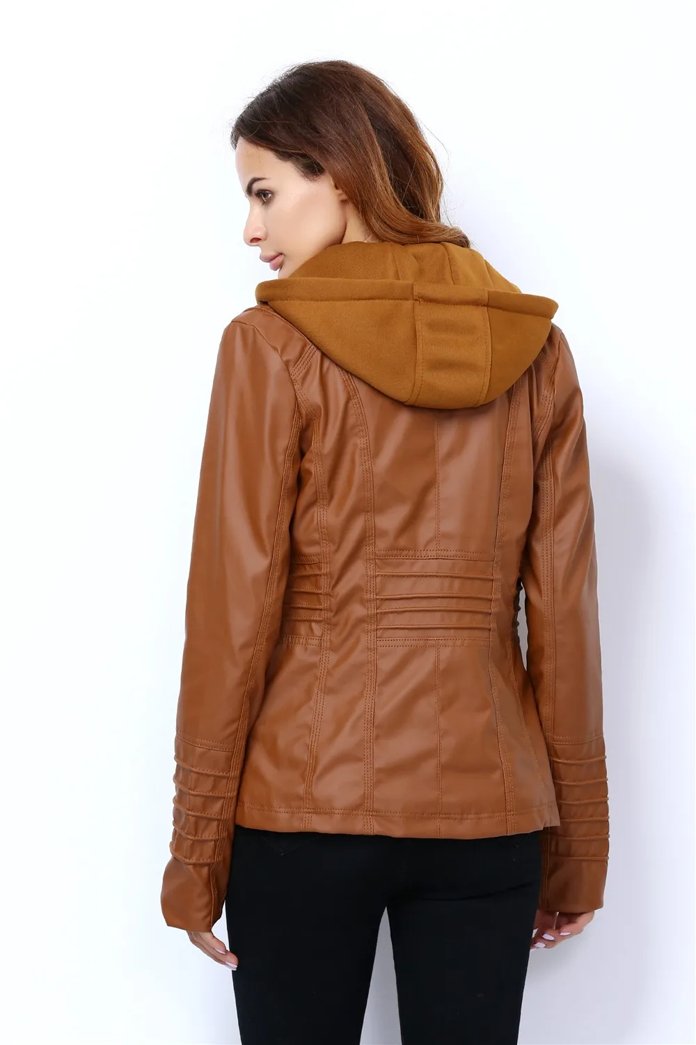 Базовое пальто из искусственной кожи на молнии, шапка, сезон осень-зима, женская одежда Casaco Feminino, верхняя одежда в стиле панк, мотоциклетная куртка