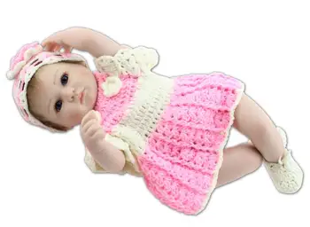 

17" Silicone Reborn Dolls with Cute Baby Doll Sweater Bebe Menina Reborn Children Toys Hobbies Brinquedo Girl Fashion Dolls