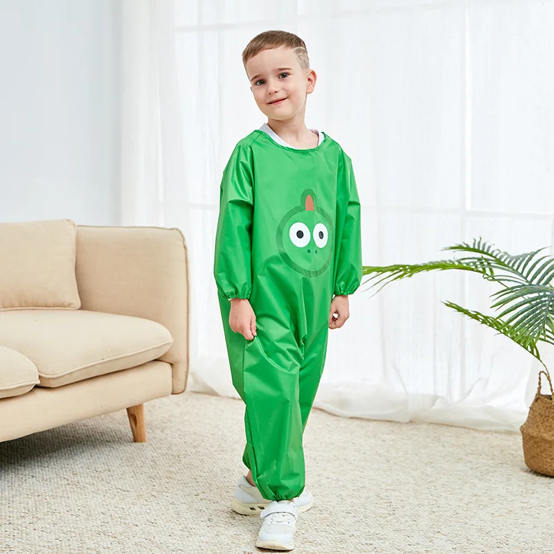 

Yuding Cartoon Waterproof Raincoat Children Boys Girls Smock Kids Baby Overall Painting Clothes Playing Water Suit 70-120CM