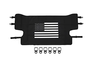 for Jeep Wrangler JL 4 Door Car Luggage Carrier Trunk Curtain Cover+6 Pull Buckles Car Interior Accessories Black 7pcs - Color Name: Black