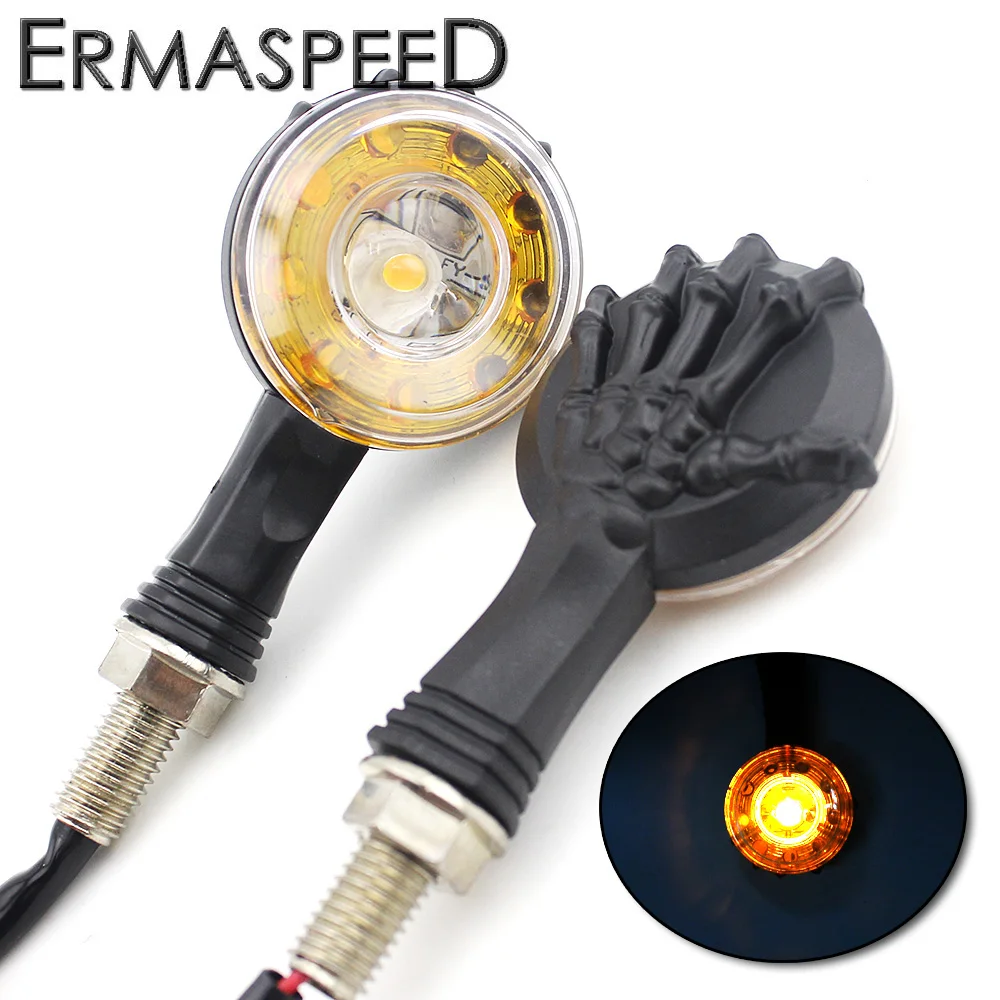 

Pair Motorcycle Turn Signal Light Round 3 LED Turn Signals Indicators Universal Blinkers Flashers for Honda CBR600 MSX125 Yamaha