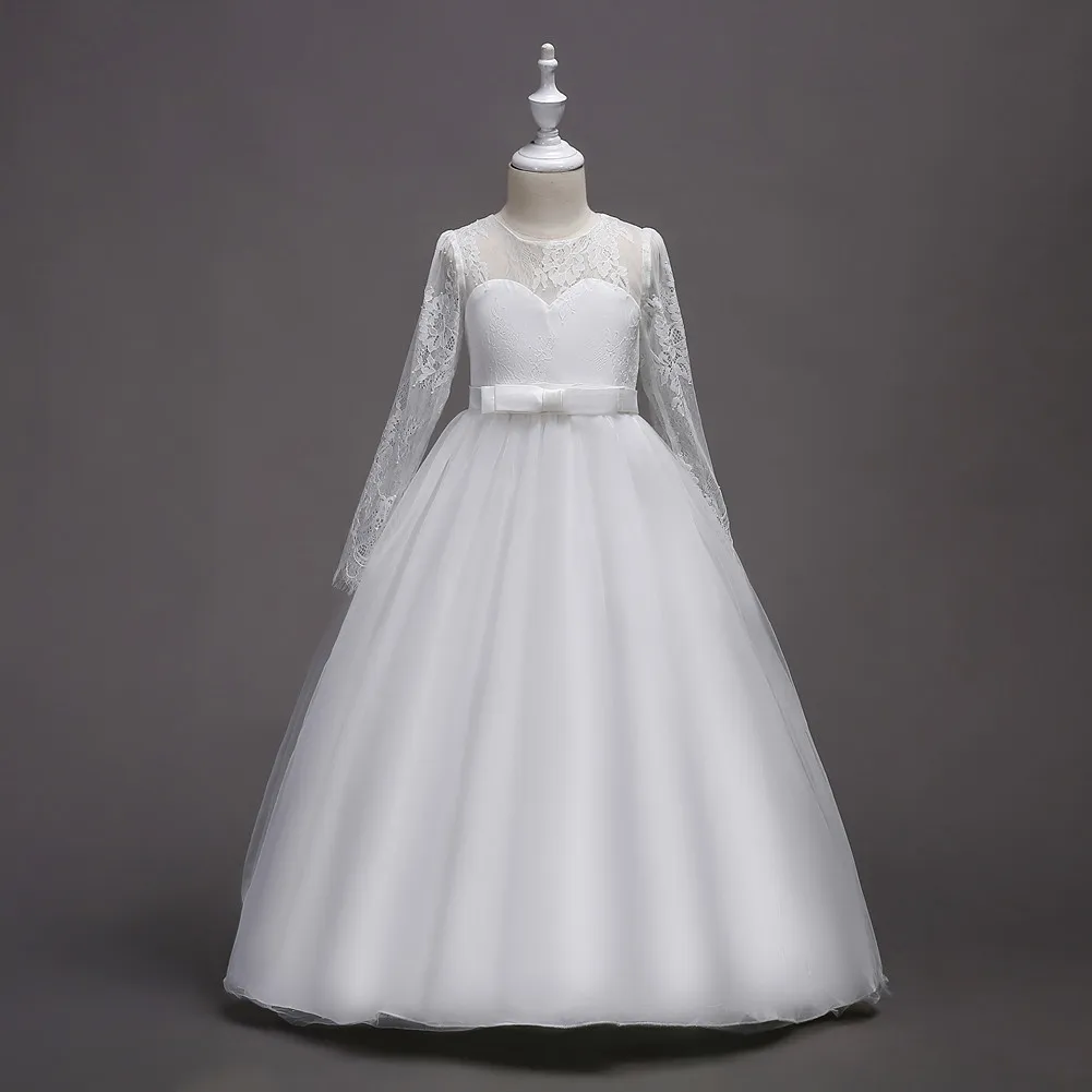 Романтическое кружевное Пышное кружевное платье с цветочным узором для девочек от 4 до 14 лет, год, для свадьбы, бальное платье из тюля вечерние праздничное платье для причастия, Пышное Платье