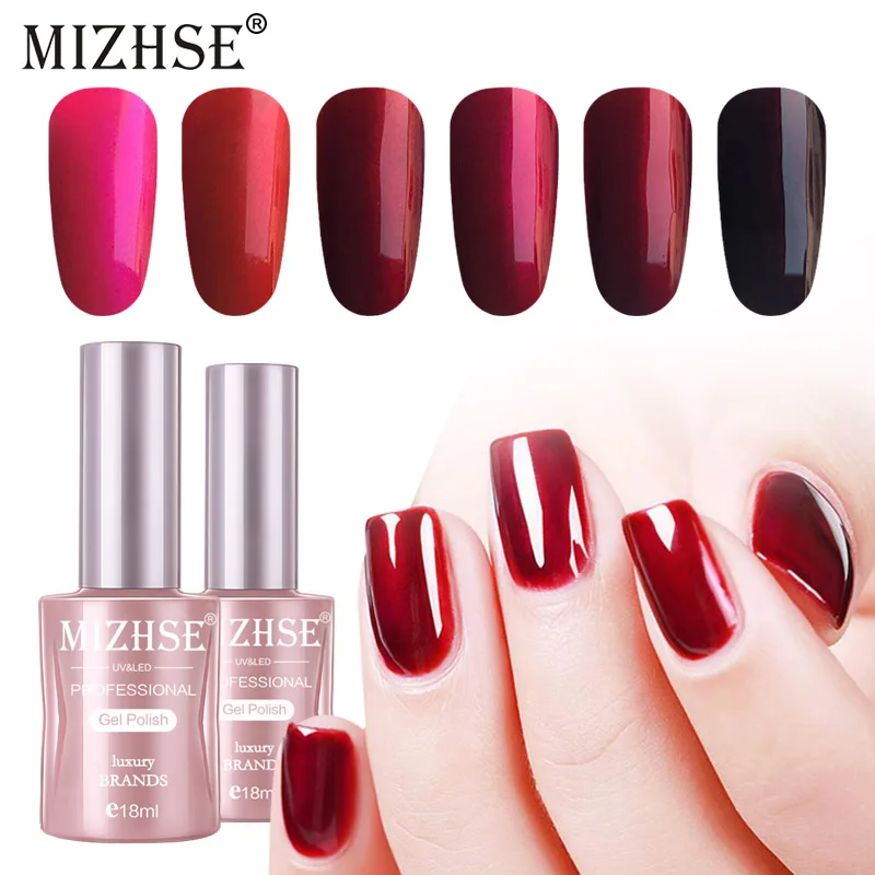 

MIZHSE Hybrid Gel Varnish Titanium Red Nail Gel Polish Set Gel Varnishes UV LED Metal Mirror Gel Lacquer Shiny Painting Nail