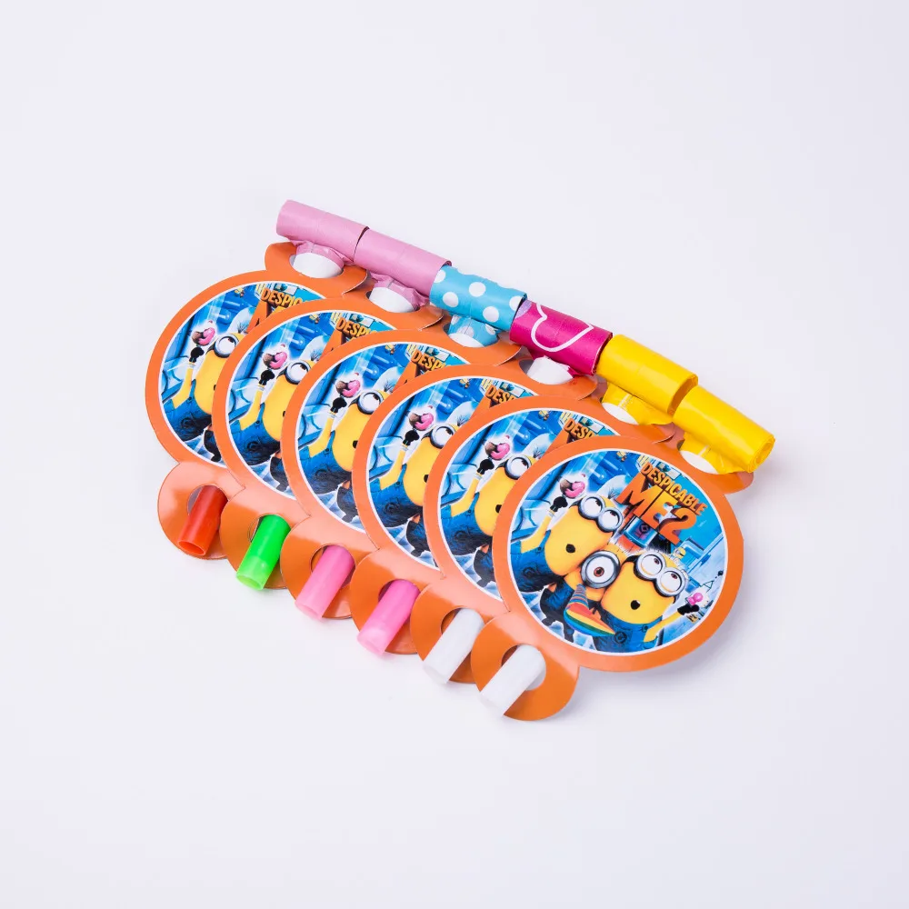 

6pcs/lot Minions happy Birthday kids Party Decorations baby shower Favor Rated Blow out Party Supplies Tableware Set