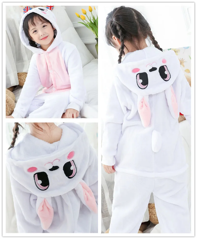 Onesie/Детские пижамы кигуруми с единорогом; Пижама с рисунком панды, единорога, стежка; Фланелевая Пижама для мальчиков и девочек; пижамы с капюшоном для косплея; От 3 до 13 лет