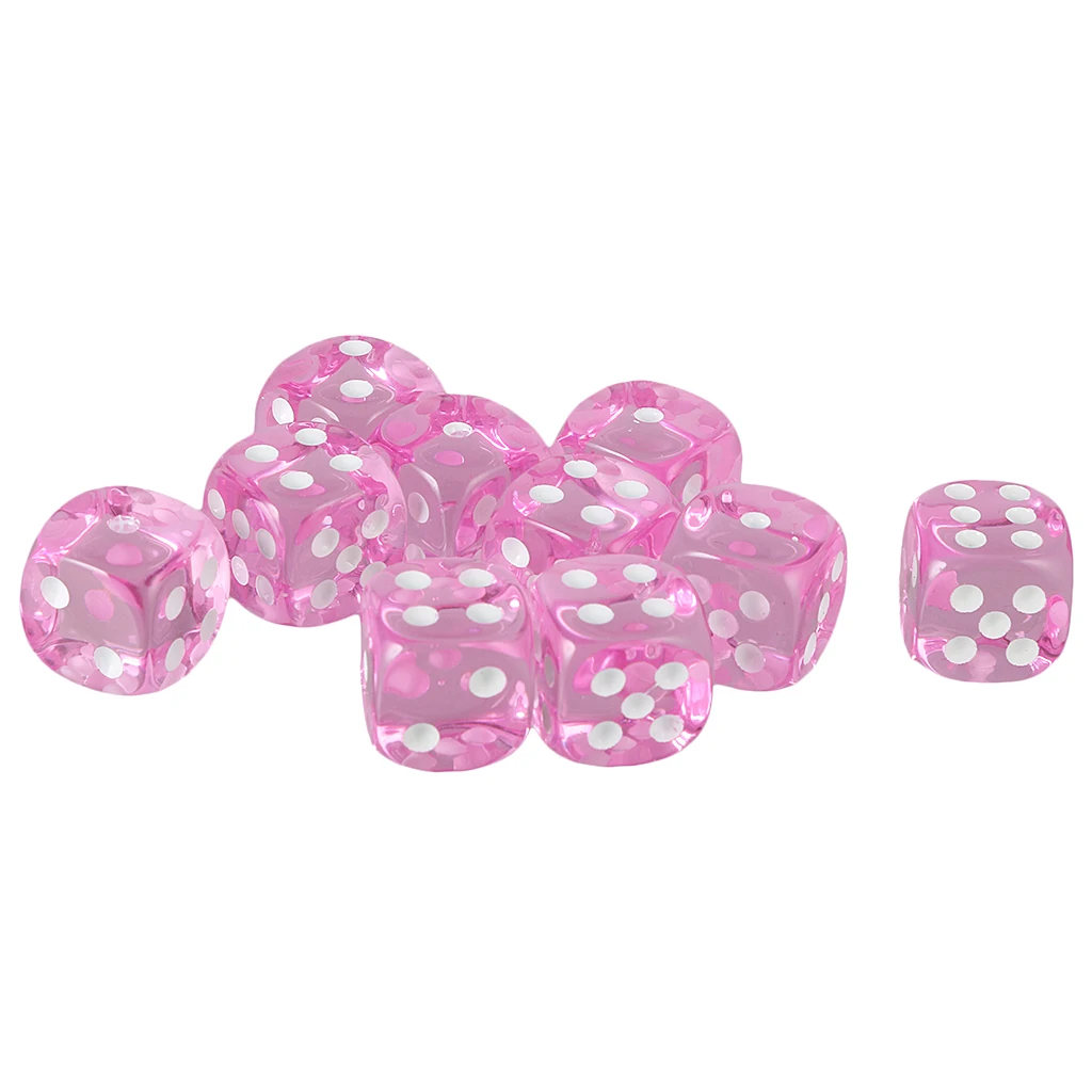 Pack of 10pcs Acrylic  Standard  Size Blank D6 Dice for D&D TRPG Party Board Game Toys            