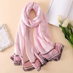 2018 новый дизайн бусины шарфы для женщин женские печати Шелковый шарф леди плед розовый и розовый пляжные шали обёрточная бумага