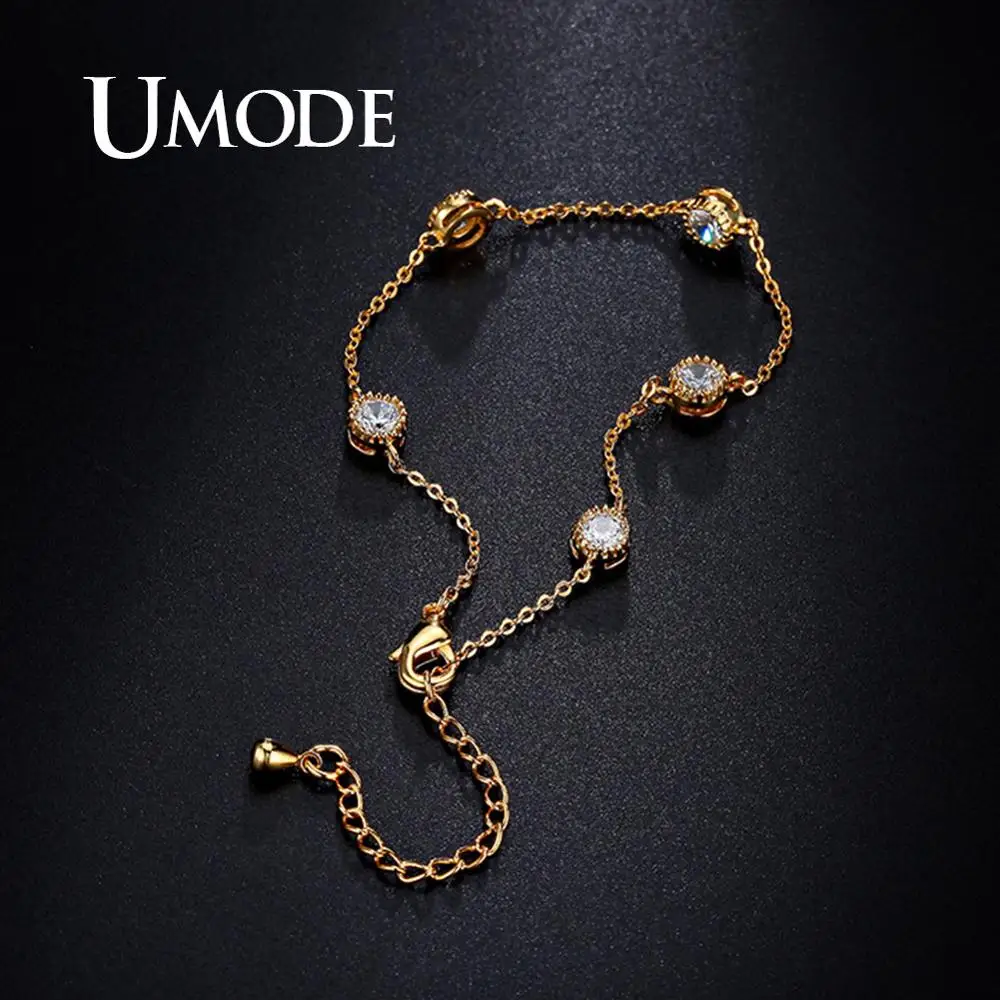 UMODE модное звено цепи регулируемые браслеты для женщин Цвет золотистый браслет с