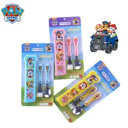 Paw patrol 2 шт./компл. детская безопасная ложка и вилка набор 304 из нержавеющей стали детская посуда для кормления Щенячий патруль Детский