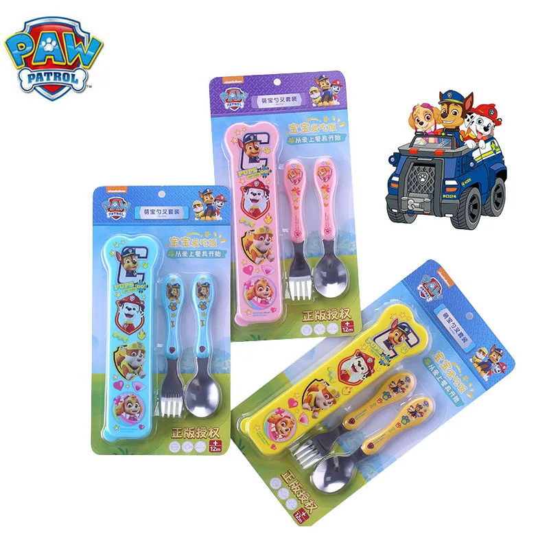 

2pcs/set Genuine Paw patrol Baby Safety Spoon and fork Toy Set 304 Stainless Steel Kids Feeding Tableware Paw Patrol Kids Gift