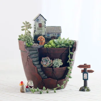 

Pot DIY Container 3D Fairy Resin Garden Pot Flower Succulent Plant Bonsai Planter Garden Decoration Holder Home Desktop Decor