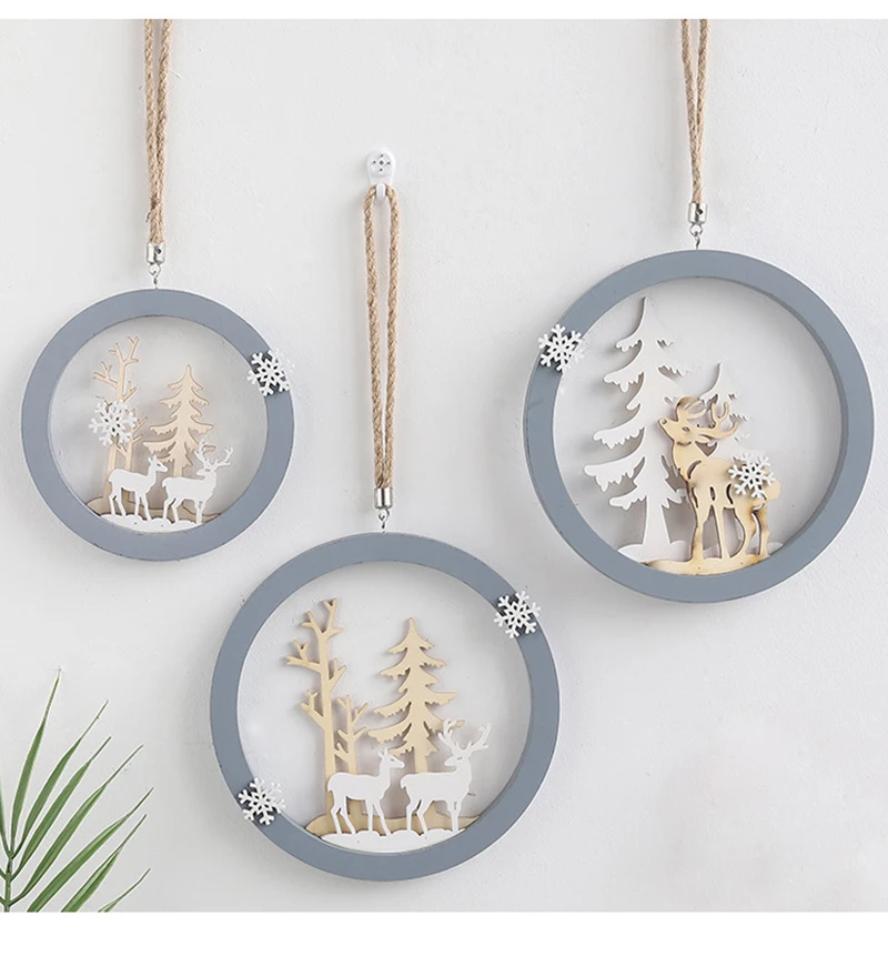 Flone Nordic Decoration Home Wooden Elk Hanging Ornaments Christmas Nursery Decor Kids Room Decoration Supplies Accessories (8)