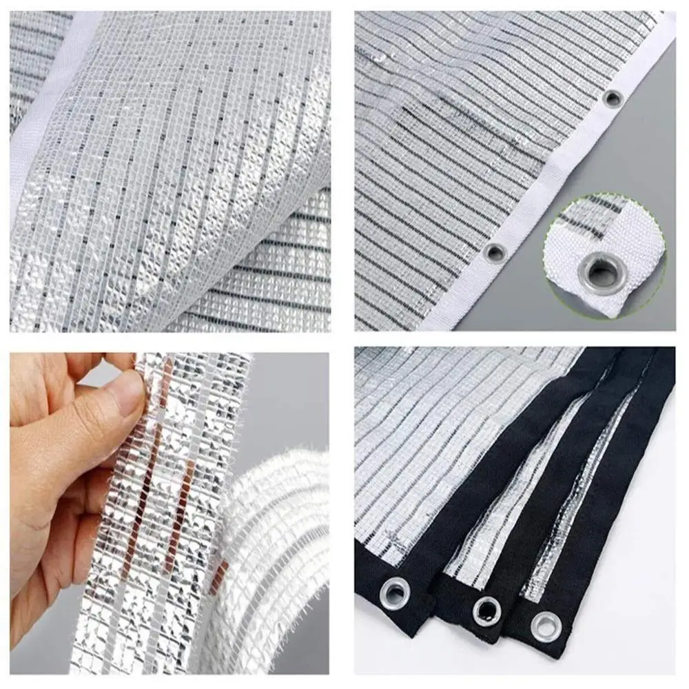 75% tela reflectante de sombra de aluminio resistente a los rayos UV sombra de red con Grommets sombra de malla de bloque solar para invernadero jardín pat