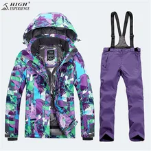 Женские лыжные зимние теплые спортивные костюмы, лыжная куртка, женские лыжные штаны