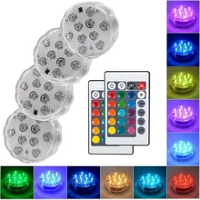 10 Led RGB погружной светильник с дистанционным управлением, на батарейках, подводный Ночной светильник, напольная ваза, чаша, садовые вечерние украшения