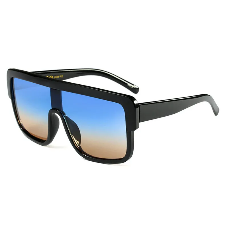 MINCL/новейшие уникальные женские солнцезащитные очки, квадратные очки, Винтажные Солнцезащитные очки с большой оправой, мужские градиентные очки UV400 с коробкой FML - Цвет линз: blue