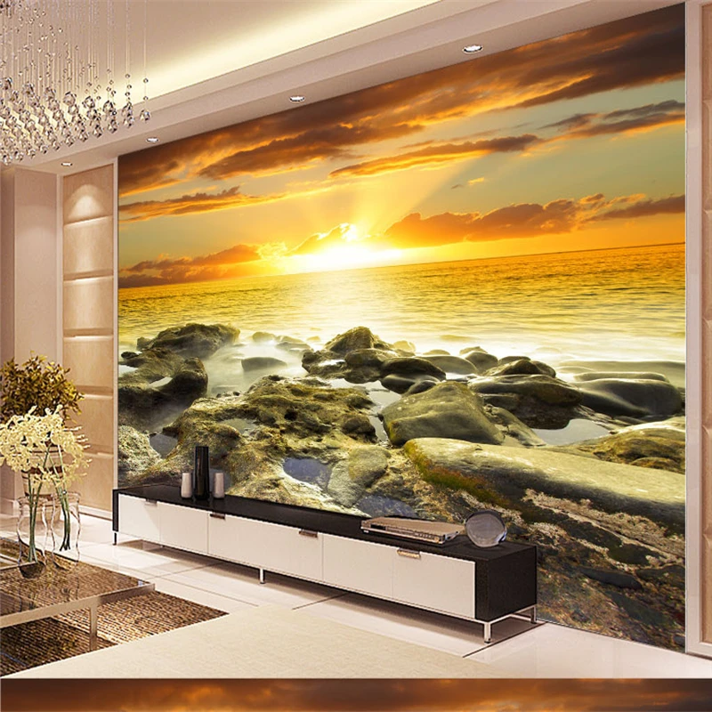 

Large Custom Wallpapers HD Aesthetic Dreamy Coastal Stone Sunrise Mural Background Wall red rose wallpaper