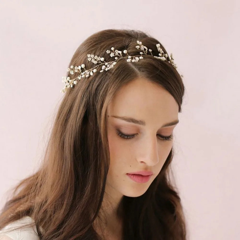 

Simple alloy small leaf handmade bridal hair ring12