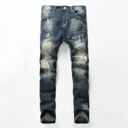 Джинсы для мужчин рваные синие джинсы для брюки девочек проблемных повседневное хлопок облегающие скини 939