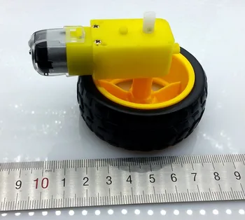 

10pcs/lot DC 3V-6V Deceleration Biaxial DC motor with supporting wheels Smart Car Tire Wheel with Gear Motor Dual Shaf