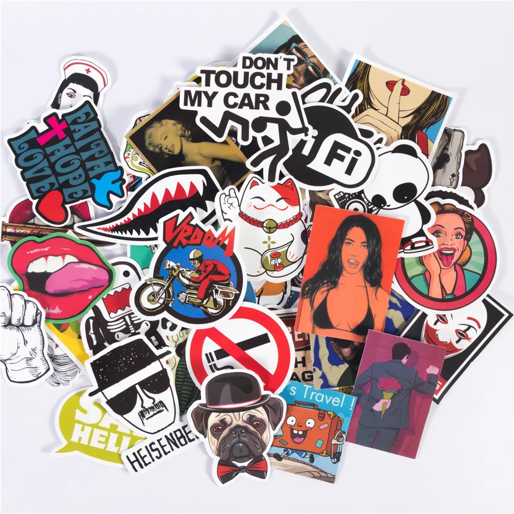 

50 Hot Style PVC Waterproof Personality Cool Sticker For Car Laptop Motorcycle Skateboard Luggage Furniture Decal Toy Sticker