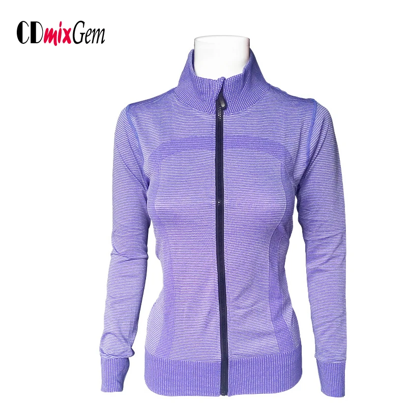 

New Women's Sports Running Jacket Fitness coat shirt sleeved autumn Yoga Jacket speed dry clothing QS