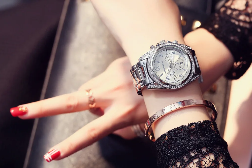 GA дизайн Reloj Женские Роскошные брендовые Стразы Кварцевые женские наручные часы