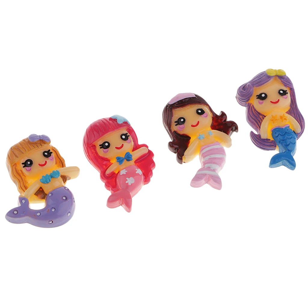10pcs Cute Shape Resin Crafts Supply Flatback Phone Case Embellishments Cartoon 3D Mermaid Button Diy Ornaments