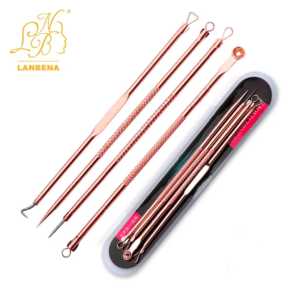 

4PCS/SET Blackhead Remover Rose Gold Acne Removal Needle Pimple Needle Acne Treatment Black Mask Acne Needle Acne Extractor