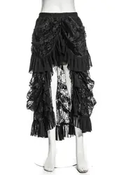 RQ серии стимпанк готический женский, черный Миди-юбки элегантный Косплэй костюм на Рождество свободные кружева до середины икры юбка