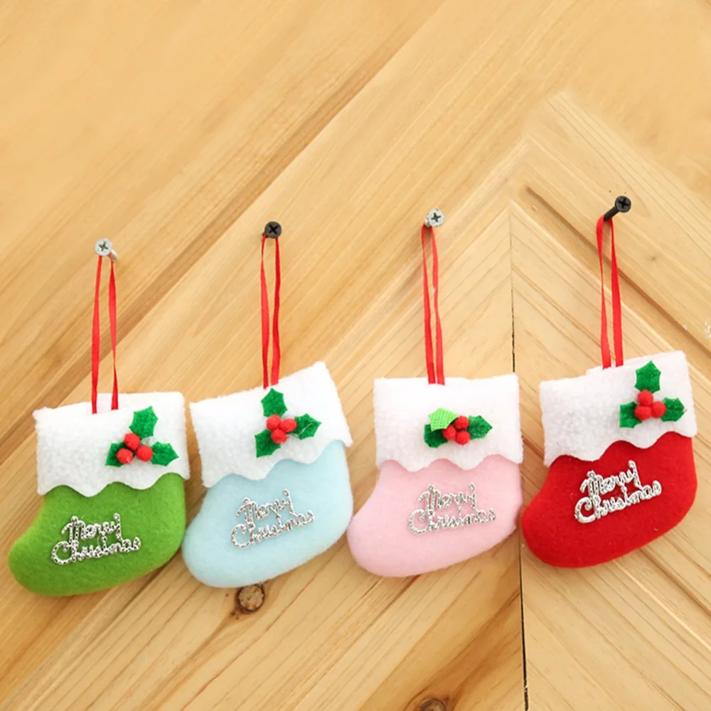 4pcs/set Christmas Sock Hangings Ornament Pendant Christmas Tree