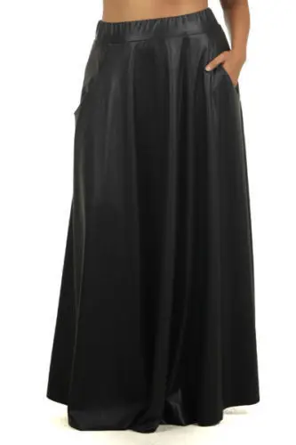 WBCTW Длинные теплые зимние юбки Высокая Талия модные Повседневный из кожзаменителя юбка офисная осень длинное 9XL 10XL плюс Размеры - Цвет: Black skirt