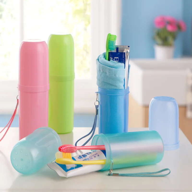 

Lovers Toothbrush Cup Cassette Cover Plastic Brushing Cup Children's Toothbrush Storage Box Portable Tourism Set 3 Color