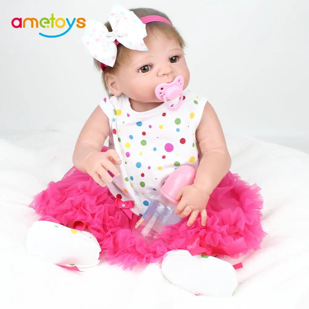 

55cm Soft Silicone Reborn Dolls Baby Realistic Doll Reborn 22 Inch Full Vinyl Boneca Baby Reborn Doll for Girls Early Education