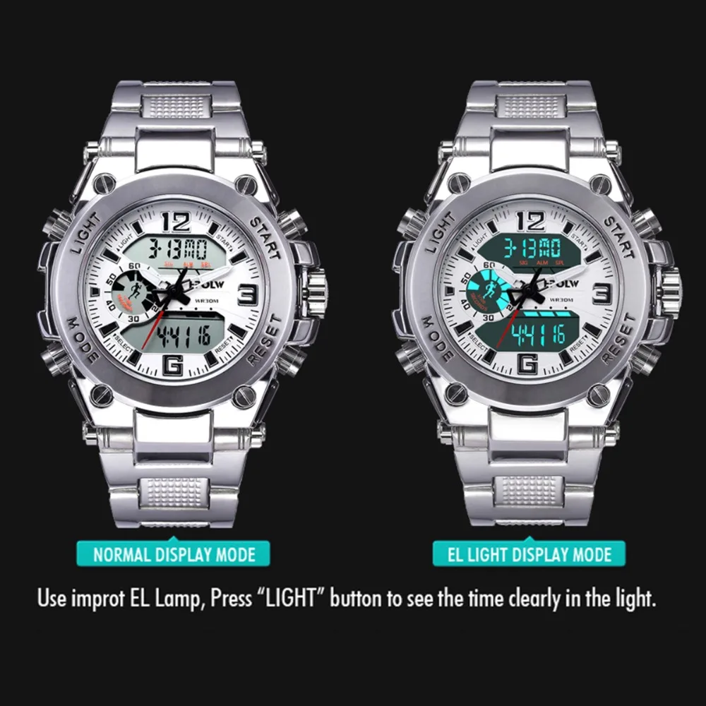 HPOLW العلامة التجارية الرياضة العسكرية الساعات الرجال الإلكترونية LED معصم رقمية ووتش للماء الرياضة صدمة ووتش الرجال Relogio Masculino