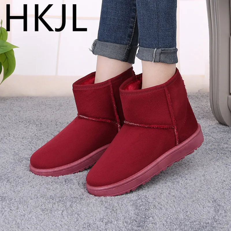 

HKJL Shoes woman Winter snow boots sheep fur plus velvet thickening female 2019 new short tube cotton short boots woman Z024