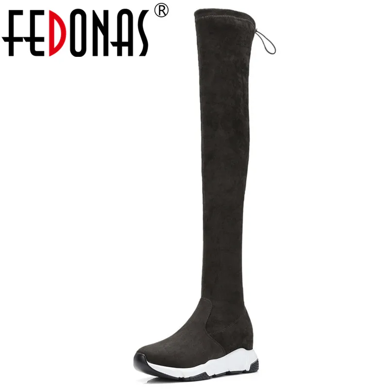 

FEDONAS Brand Platforms Stretch Boots Long Autumn Winter Over The Knee High Boots Warm Dancing Shoes Woman Tight High Long Boots