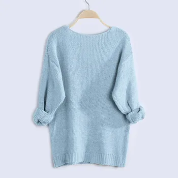 

Women's Fashion V-neck Long Sleeve Solid Color Sweaters and Knitted Sweat Tops Blouse Casual loose Winter Pullovers W715