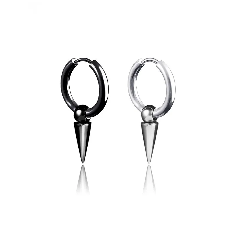 

1pair European Personality Silver Color Bullet Hoop Earrings For Women Men Simple Small Pendant Circle Earring Jewelry E665