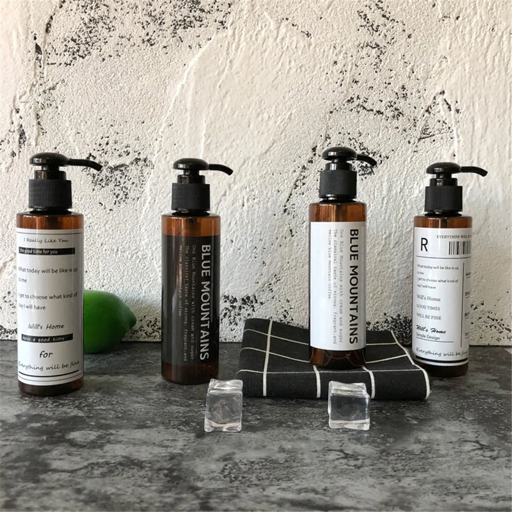 150ml Scandinavian Bath Shampoo Storage Bottle with Sticker Portable Chic Liquid Lotion Travel Organizer Decor | Дом и сад
