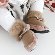 Новые осенне-зимние плюшевые детские носки для малышей 0-4 лет, теплые нескользящие носки-тапочки с мягкой подошвой, зимние носки для малышей