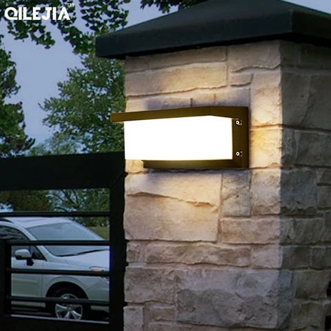 Lâmpada de Parede à Prova Jardim ao ar Decoração da Porta da Frente Dwaterproof Água Livre Iluminação Arandela Ac85-260v Luminária Abajur Preto Dispositivo Elétrico Led