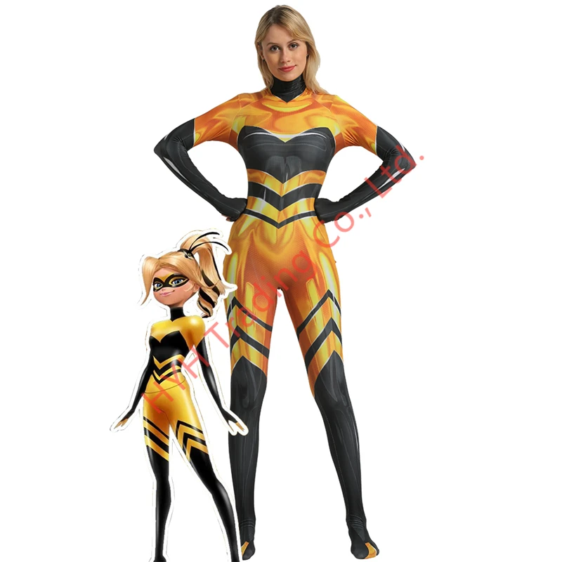 

Anime Queen Bee Ladybug Girls Jumpsuit Cosplay Costumes Lady bug Zentai Bodysuits Halloween Party Lady Bug Costume Suit Clothing