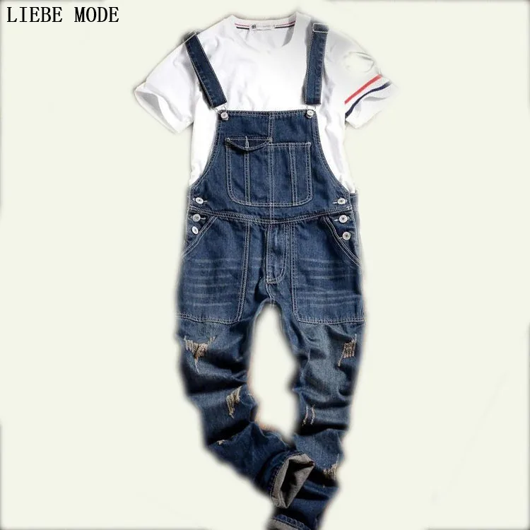 2016 Hot Sale Male Cotton Jean Denim Jumpsuit For Men One Piece Mens