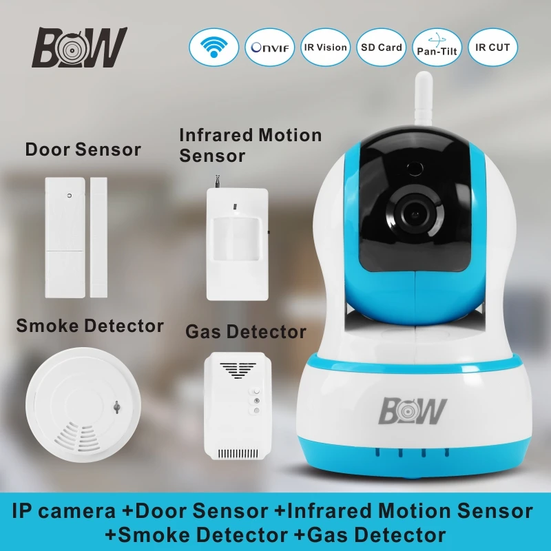 720P HD IP Camera Security +Door Sensor/Infrared Motion Sensor/Smoke