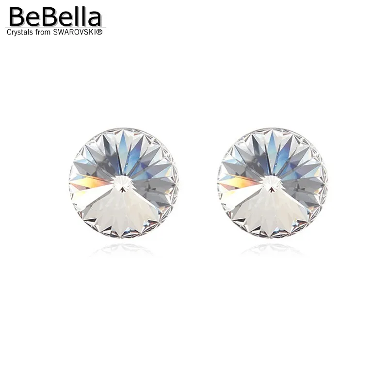 Женские круглые серьги гвоздики BeBella с кристаллами Swarovski рождественские