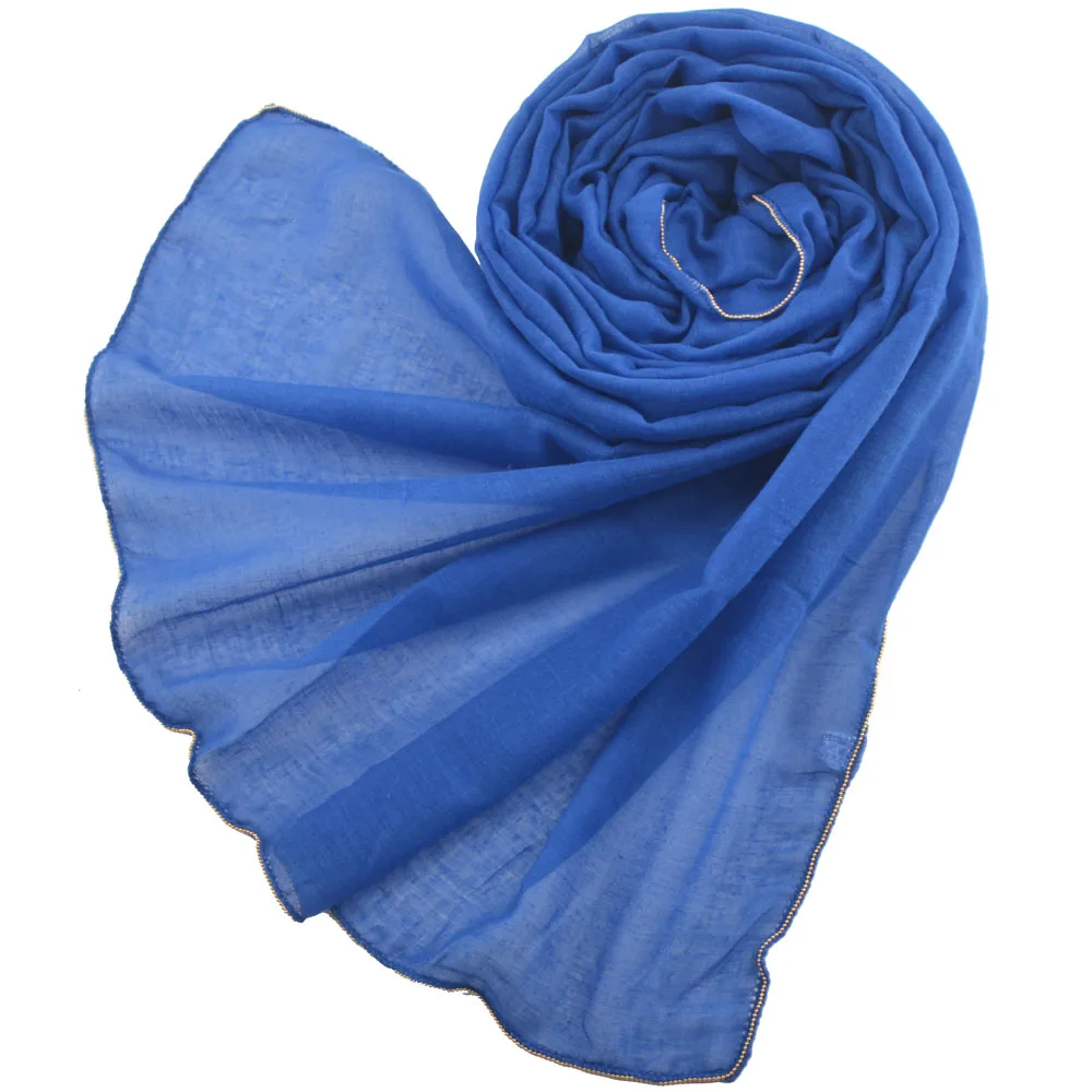 Echarpes foulard femme musulman 2019, хлопковый шарф с цепочкой, простой мусульманский хиджаб с цепочкой, шали и шарфы, головной платок, шарф